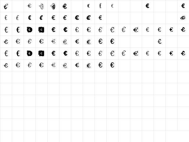 EmigreEuro Regular  glyph index