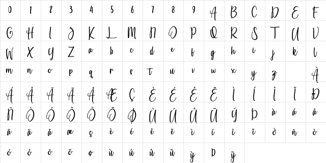 She Amasya Regular  glyph index