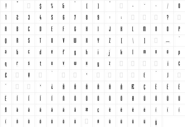 Mekanik Plain  glyph index