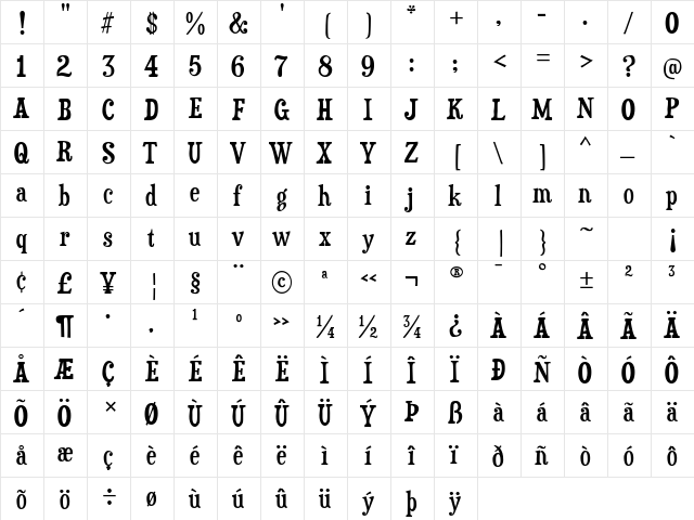 Duality Regular  glyph index