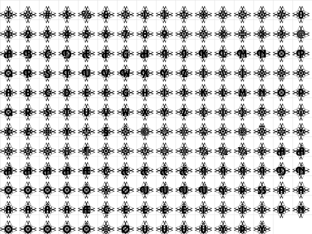DTCPlazaM48 Regular  glyph index