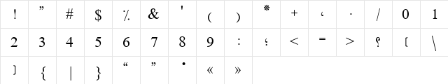 UL Noreen Bold Regular  glyph index