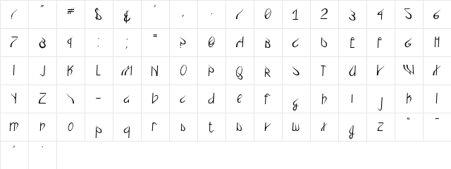 elegantgashes Regular  glyph index
