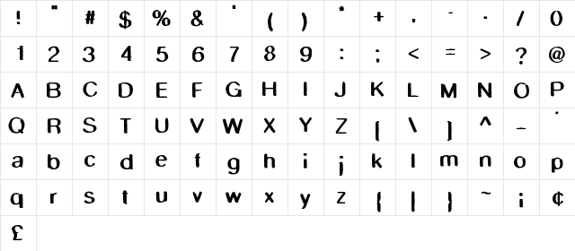 SmudgeStick Medium  glyph index