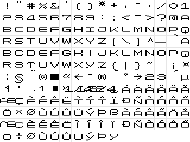 LomoWallPixel LT Std 0 Regular  glyph index