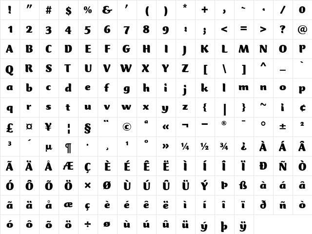 ClubTypeMercurius-Black Black  glyph index