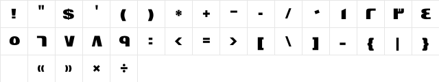 GE Unique Bold  glyph index