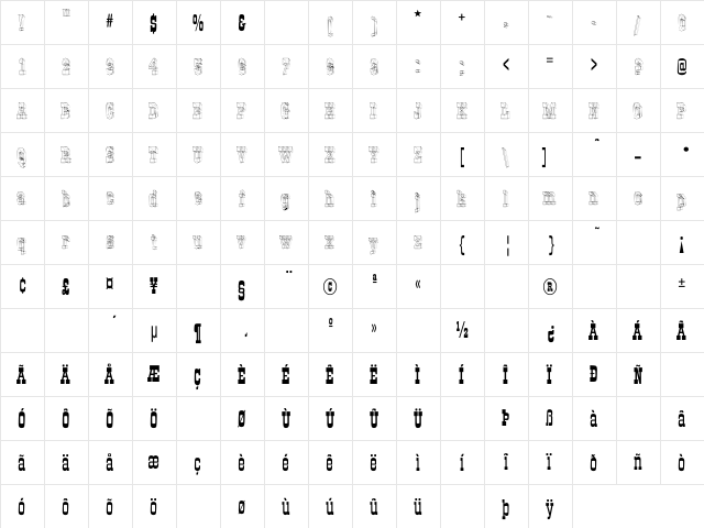 Line Box Regular  glyph index