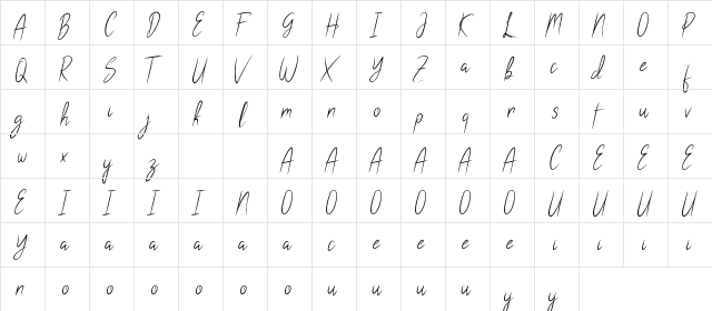 Silver Eye Demo Regular  glyph index