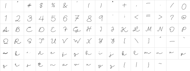 Talitha free  glyph index