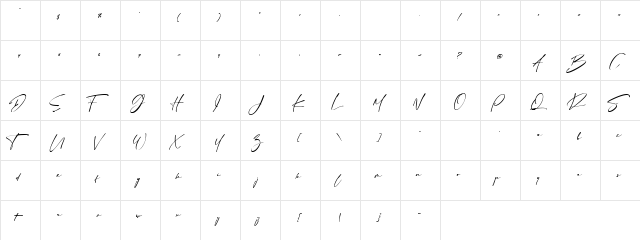 Sign Style DEMO Regular  glyph index