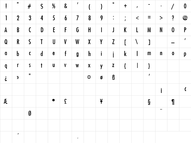 Thank You 9 Regular  glyph index
