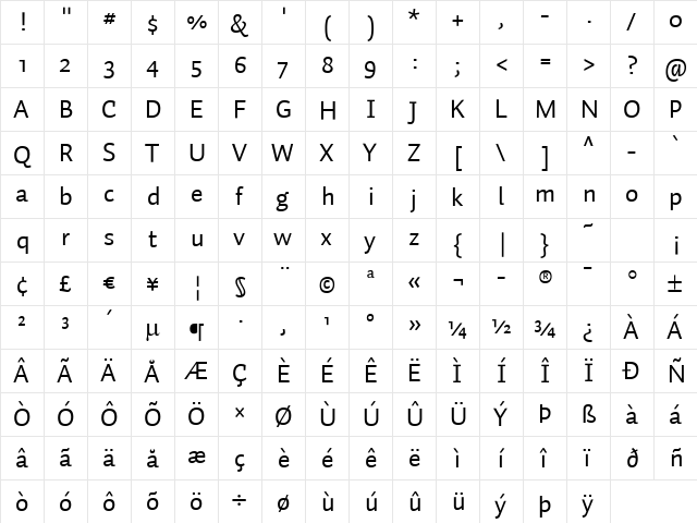 Auto 3 Regular  glyph index