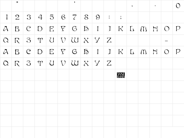 IstraNouveauDisplay Regular  glyph index