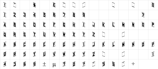 Shohl Regular  glyph index