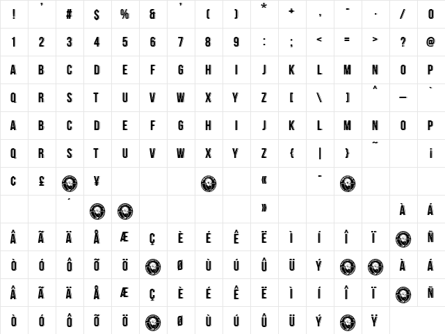 La Cebadita Regular  glyph index