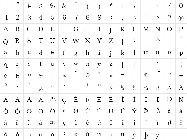 JasperSqueeze Regular  glyph index