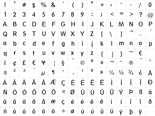 Geometr212 BkCn BT Book  glyph index