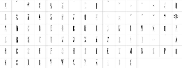 Edition Regular  glyph index