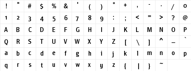 Vecta Regular  glyph index