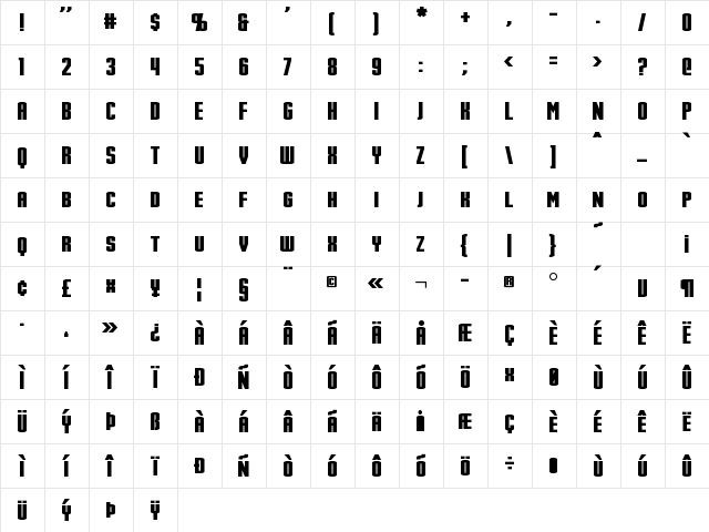 Stark Regular  glyph index