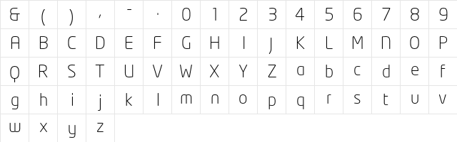 NeoTech Light  glyph index