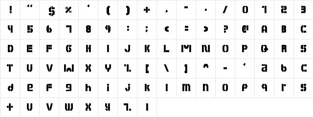 Habesha stencil Regular  glyph index