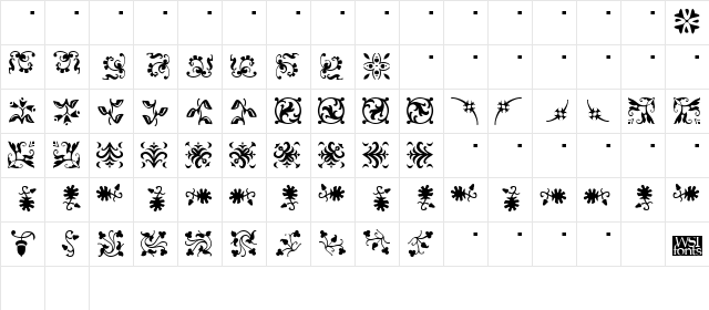 Borderbats-Fleur Regular  glyph index