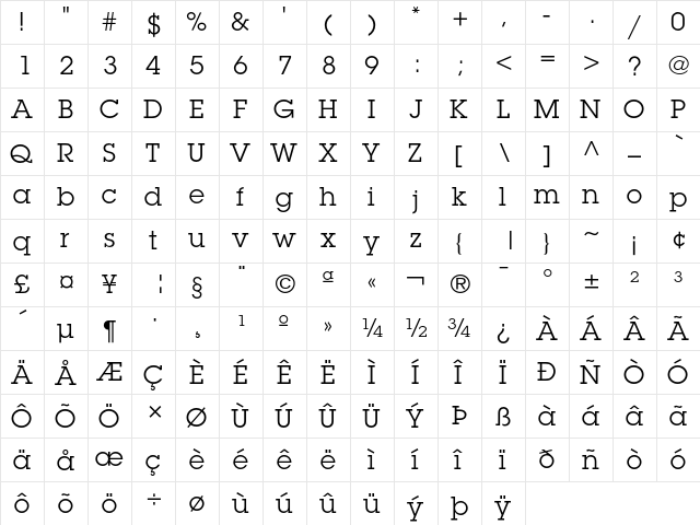ITC Lubalin Graph Book  glyph index