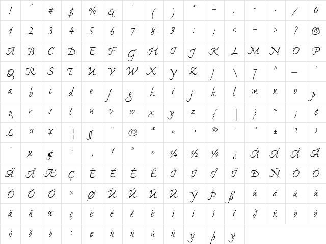 Ex Ponto Regular  glyph index