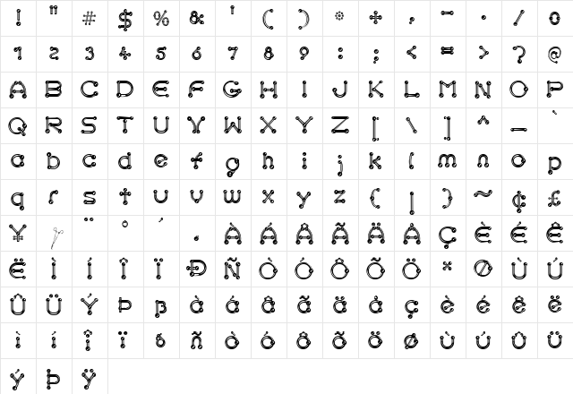 pierced Regular  glyph index