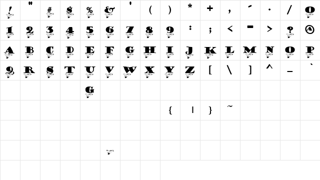 Portage Regular  glyph index
