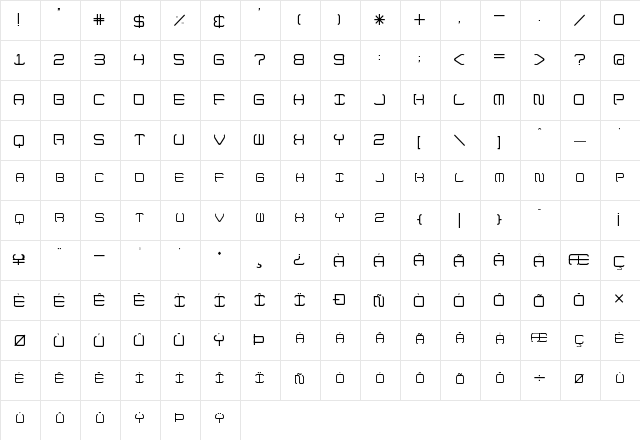 up in flames 2 Regular  glyph index