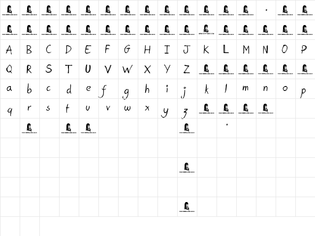 Postcard From Mars Regular  glyph index