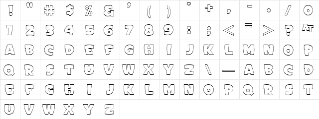 Sign Painter's Gothic Open JL Regular  glyph index