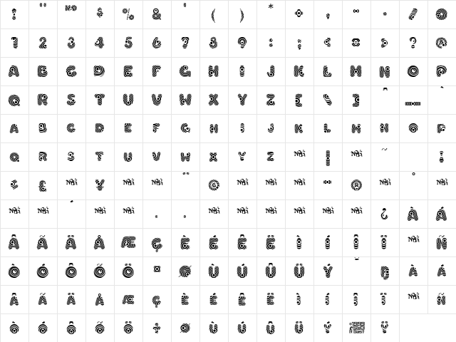 Hypmotizin Regular  glyph index