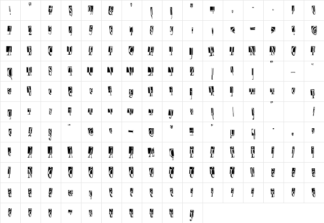 RusticRetroHeaders Regular  glyph index