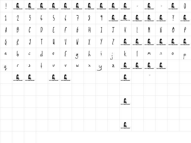 Shiny Pimple Regular  glyph index