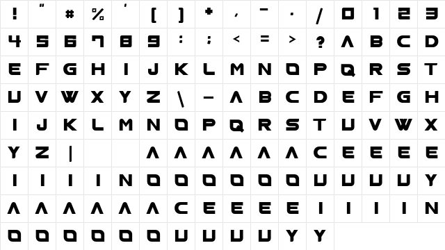 TITAN Regular  glyph index