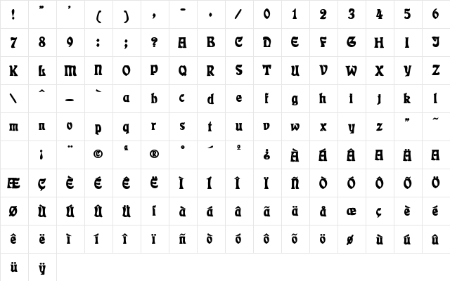 DeauvilleSSK Bold  glyph index