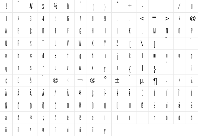 UniversalUCLDB Normal  glyph index