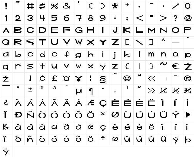 Mouseyer Normal  glyph index