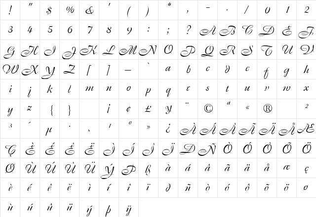 SolanaScriptSSK Regular  glyph index