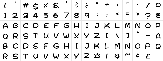 Bright & Early Regular  glyph index