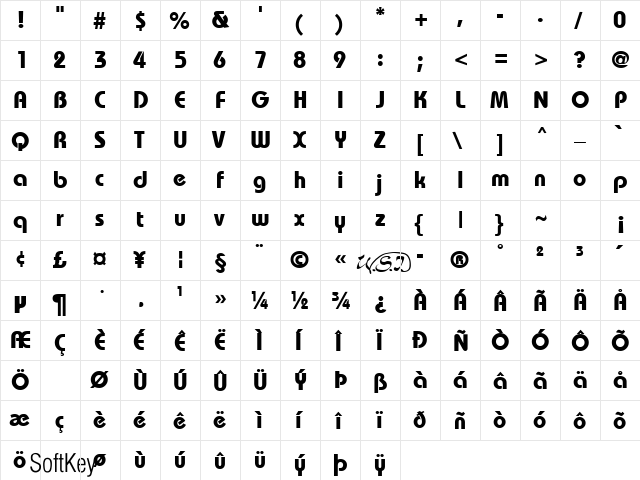 Bordeaux Heavy Regular  glyph index