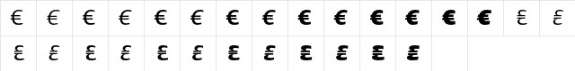 DTL Argo T Euro  glyph index