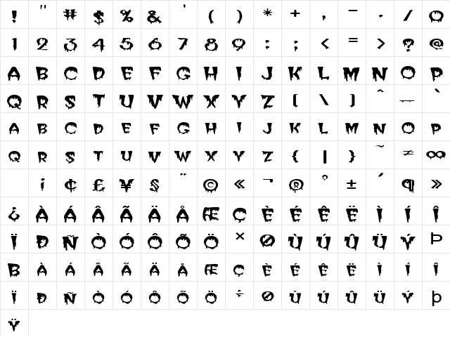 CreepyExtended Normal  glyph index