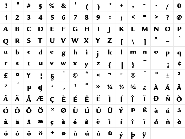 ITC Legacy Sans Std Ultra  glyph index