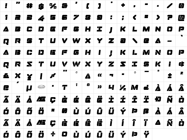 Domino Jack Semi-Italic Semi-Italic  glyph index