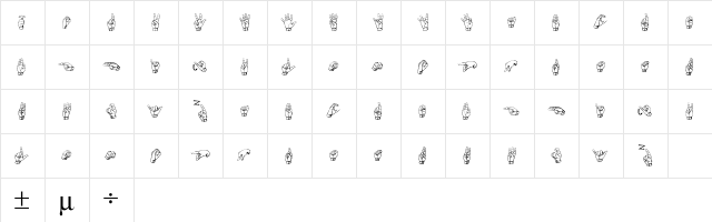 Gallaudet Regular  glyph index